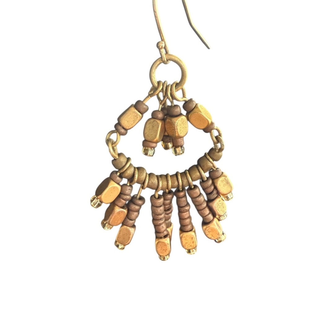 Bohemian Chic Gold-Tone Beaded Earrings - Picture 3 of 4